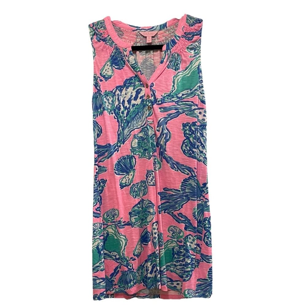 LILLY PULITZER Essie Barefoot Princess Seashell V-Neck Dress Sz XS  Sz XS Preown